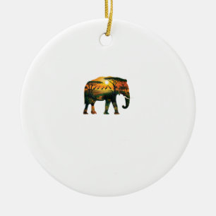 African Elephant Sunset Safari Nature Lovers Shirt Keramik Ornament