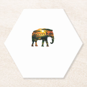 African Elephant Sunset Safari Nature Lovers Shirt Untersetzer