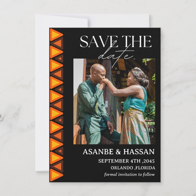 African Ethnic Pattern Wedding Save the Date Card (Vorderseite)