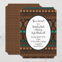 African Ethnic Print Invitation d'anniversaire