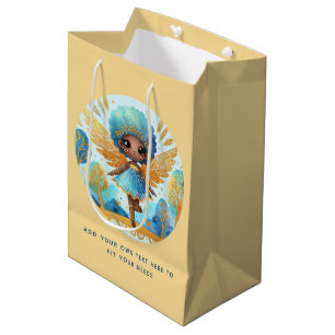 African Fairy Birthday Aquamarin Gold Pink Princes Mittlere Geschenktüte