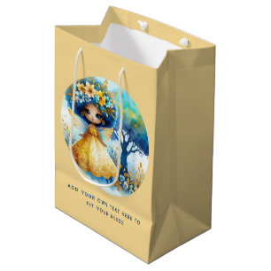 African Fairy Birthday Aquamarin Gold Pink Princes Mittlere Geschenktüte