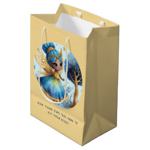 African Fairy Birthday Aquamarin Gold Pink Princes Mittlere Geschenktüte