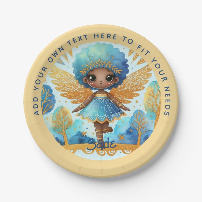 African Fairy Birthday Aquamarin Gold Pink Princes Pappteller (Vorderseite)