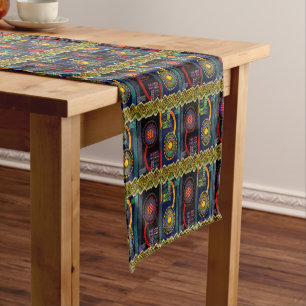 African Folk Art Flower Garden Design Kurzer Tischläufer