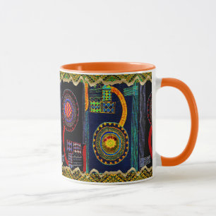 African Folk Art Flower Garden Design Tasse