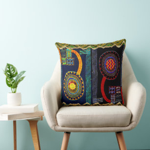 African Folk Art Flower Garden Kissen