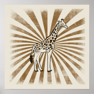African Giraffe Original Art Poster