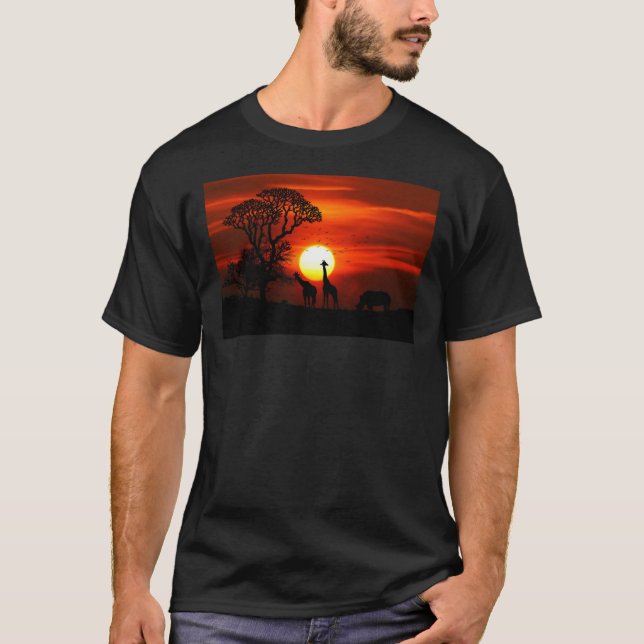 African Giraffe Sunset Classic T - Shirt (Vorderseite)
