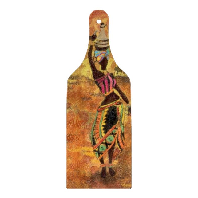 African Girl and Giraffe - Friends - Kunst Zeichne Schneidebrett (Vorderseite)