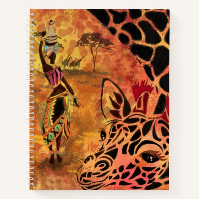 African Girl and Giraffe Notebook Friends Notizbuch (Vorderseite)