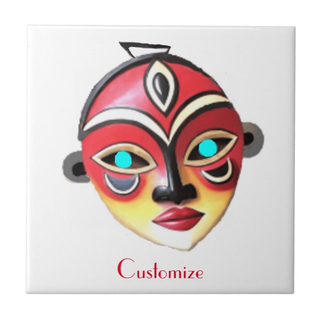 African Girl Face Mask Thunder_Cove  Fliese (Vorderseite)