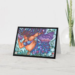 African Goddess Fat Mermaid Grußkarte Karte
