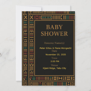 African Gold Kente Baby Shower Einladungskarte