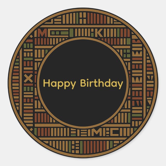 African Gold Kente Birthday Round Sticker (Vorderseite)