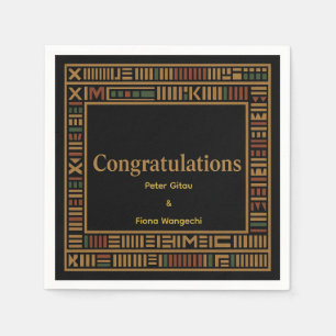 African Gold Kente Wedding Party Napkin Serviette