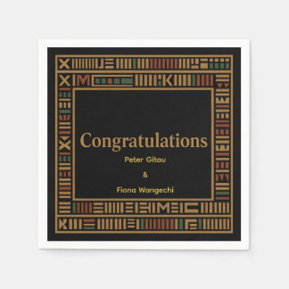 African Gold Kente Wedding Party Napkin Serviette