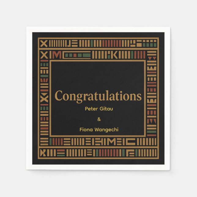 African Gold Kente Wedding Party Napkin Serviette (Vorderseite)