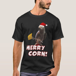 African Gray Paprot Christmas Merry Corn Long Slee T-Shirt