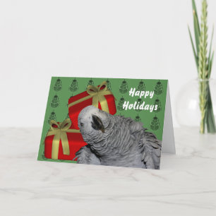 African Gray Paprot Weihnachtskarte Feiertagskarte
