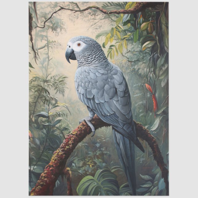 African Gray Parrot Decoupage Seidenpapier (Vorderseite)