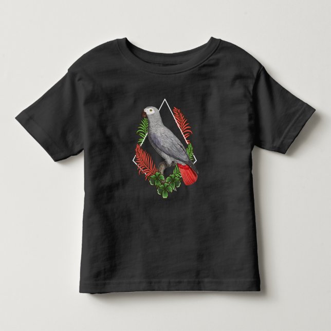 African Gray Parrot Lover Blume Kleinkind T-shirt (Vorderseite)