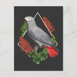 African Gray Parrot Lover Blume Postkarte