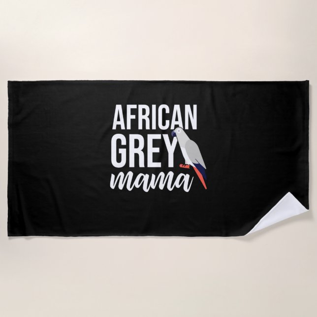 African Gray Parrot Mama Strandtuch (Vorderseite)