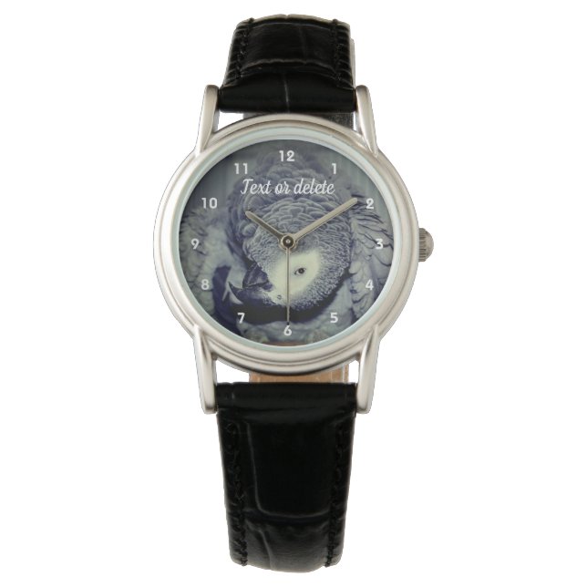 African Gray Parrot Niedlich Bird 2 Personalisiert Armbanduhr (Vorderseite)