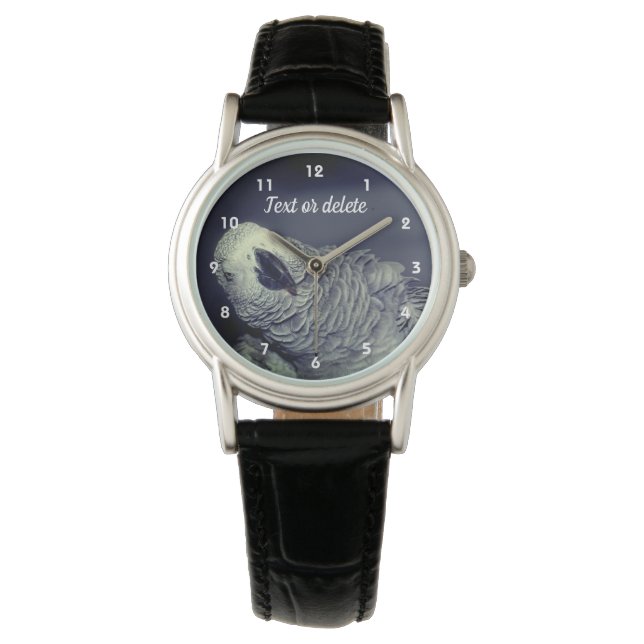 African Gray Parrot Niedlich Bird Personalisiert Armbanduhr (Vorderseite)