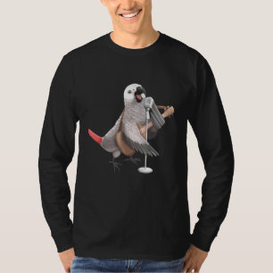 African Gray Parrot Singing Guitar Player Musician T-Shirt