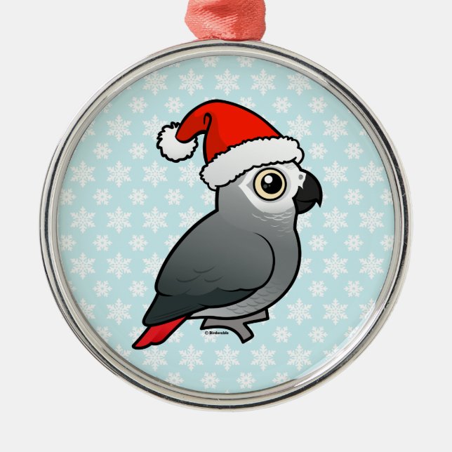 African Gray Santa Silbernes Ornament (Vorne)