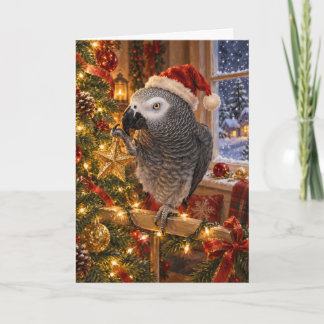 African Grey Papagei Weihnachtskarte | Holiday Sta Karte