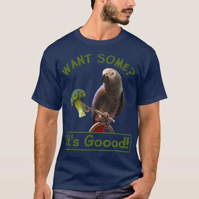 African Grey Parrot Broccoli  for Men Women Kids T-Shirt (Vorderseite)