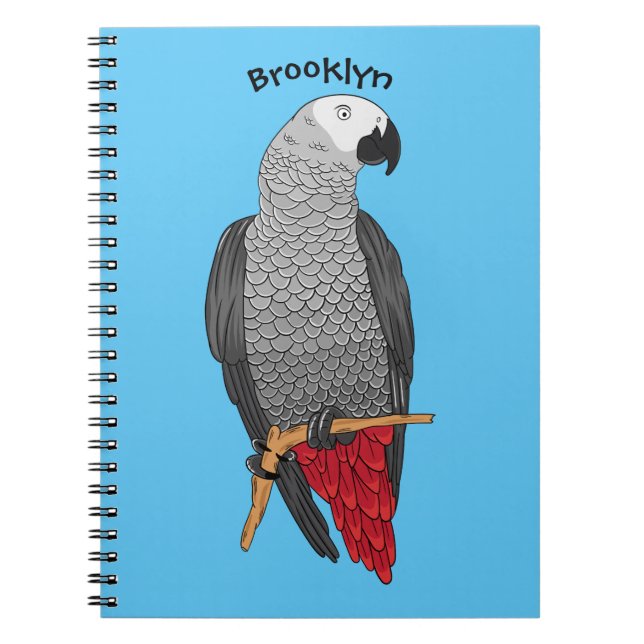 African grey parrot cartoon illustration notizblock (Vorderseite)