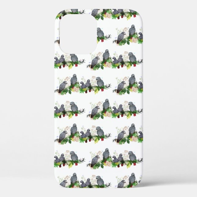 African Grey Parrot Party iPhone 12 Coque (Verso)