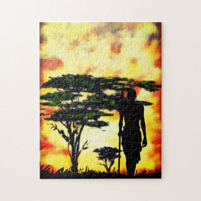 African Hunter with Spear Puzzle - Malerei (Vertikal)