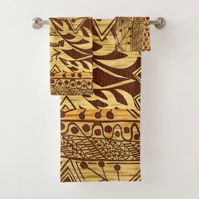 African Jungle Motif Print Badhandtuch Set (Insitu)