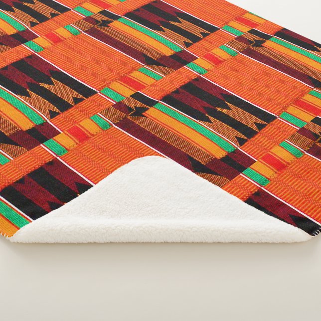 African Kenta Cloth Print Sherpa Blanket Sherpadecke (3/4)