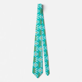 African Kente Cloth Dark Aqua Aquamarin Blue Neckt Krawatte