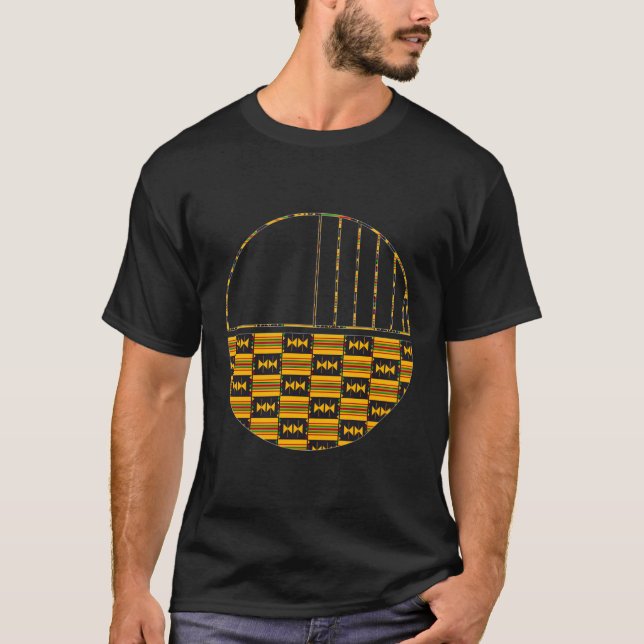 African Kente Pattern Geometric Minimal Halbkreis T-Shirt (Vorderseite)