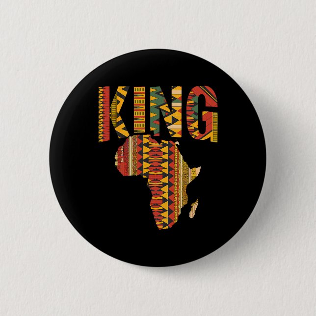 African King Map Kente Design Black Pride Melanin Button (Vorderseite)