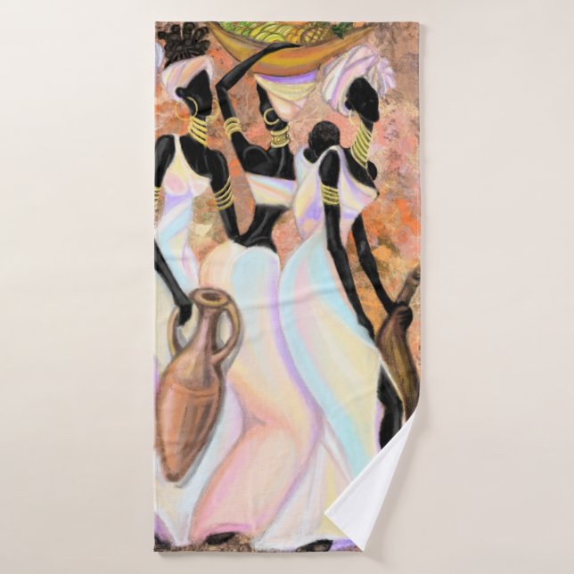African Ladies Bath Towel - Art Style Peinture (Serviette de bain)