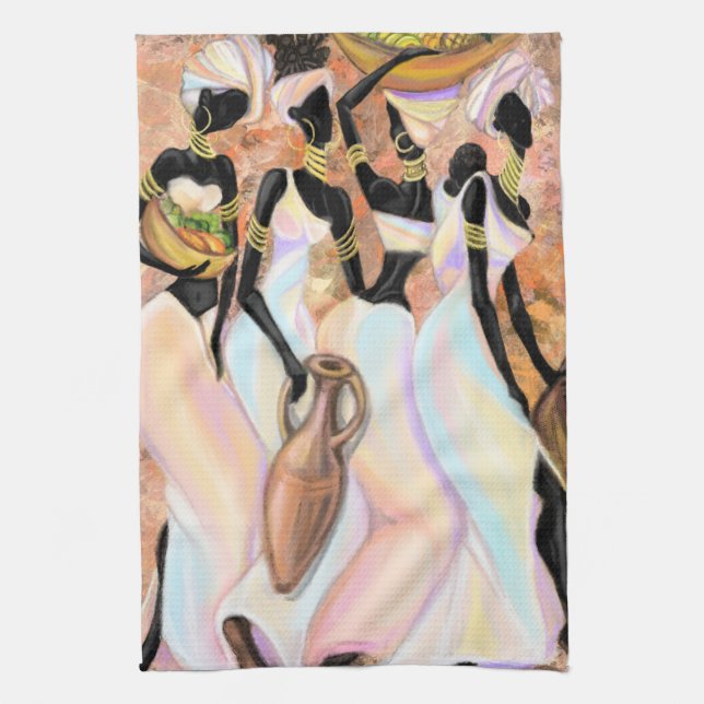 African Ladys Kitchen Towel - Art Style Malerei Geschirrtuch (Vertikal)