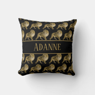 African Lion Black and Gold Kissen