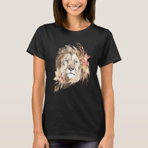 African Lion I Big Cat I Wildblumen Wasserfarbe T-Shirt