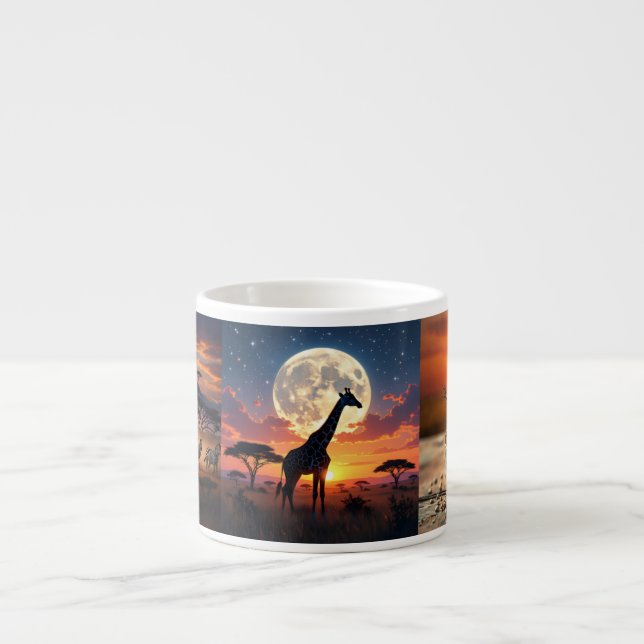 African Lion & Zebra Sunset Espresso Mug Espressotasse (Vorderseite)