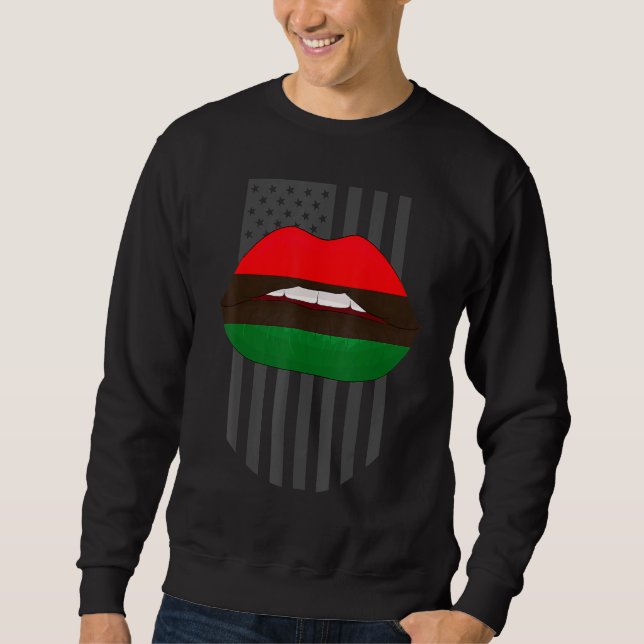African Lips  Africa Flag Black History Month Prid Sweatshirt (Vorderseite)