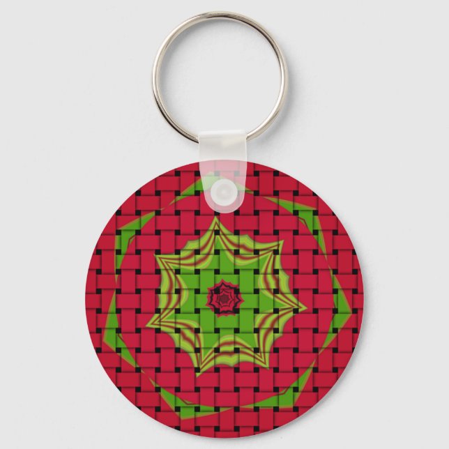 African Lovely Woven Red and Lemon Green Design Schlüsselanhänger (Vorderseite)