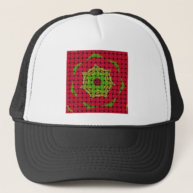 African Lovely Woven Red and Lemon Green Design Truckerkappe (Vorderseite)